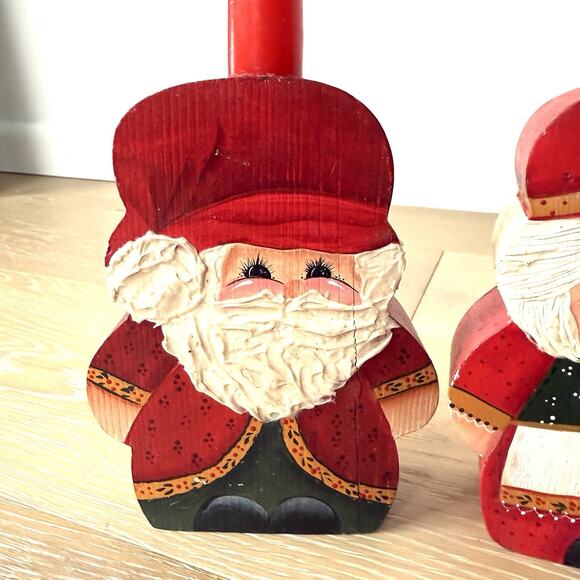 Vintage Santa Mrs Claus Scandinavian Tomte Folk Art Candle Holders Christmas - Picture 2 of 11